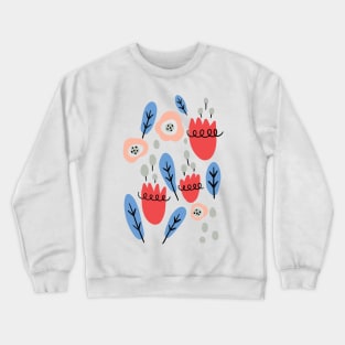 Happy Flowers with Blue Leaves Crewneck Sweatshirt